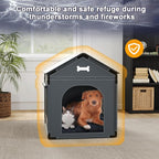 Large Dog House Indoor with Plush Cushion, Dog Kennel for Inside with Sturdy Frame, Waterproof Pet House Suitable for Small Medium Dogs, 27x21x27in, Gray