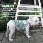 KYEESE 2Pack Dog Shirts Striped for Small Pups Soft Stretchy Pet T-Shirts Lightweight Puppy Tank Top Sleeveless Canine Vest Breathable, X-Large, Green+Pink