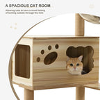 EUREKA ERGONOMIC Cat Tree Large 52 Inch, Wooden Cat Tower Multi-Level Cat Tree Tower for Indoor Cats Large Adult with Scratching Post, House, Pompoms, Cat Stand with Scratch Pad (Yellow)