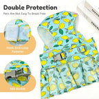 BAEJMJK Dog Dress Bowknot Harness Leash Set for Small Dogs Cats Girl Floral Princess Dog Dresses Cute Puppy Fruit Clothes Pet Doggy Outfits Spring Summer Breathable Dresses(Green,X-Small)