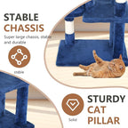 FDW | 36" Cat Tree Tower | Navy Blue | Multi-Level Indoor Activity Center with Sisal Scratching Posts, Condos, Plush Perches, Hanging Cat Toys | Sturdy, Easy to Assemble | for Kittens & Adult Cats