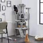 Topeakmart 61in Cat Tree for Indoor Cats, Cat Tower with Scratching Posts Spacious Perch & Platform for Kittens, Light Gray