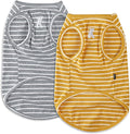 Koneseve Dog Shirt Vest Lightweight Stretchy Dog T-Shirts Soft Cool Shirts Sleeveless Stripe Vests Breathable Clothes for Puppy Kitty Cats Small Medium Large Dogs 2 Pack Yellow + Light Grey [ 5XL ]