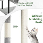 Cat Tree, Cat Tower for Indoor Cats, 43.3 inch Cat Tree Tower with Sturdy Steel Tube, Cat Hammock, Cat Condo for Small Cats and Kittens, Cat Scratching Post, Light Gray GCT004SW