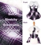 Dog Sweater with Leash Set Plaid Fleece Dog Clothes for Small Dogs Girl Boy Winter Pet Dress Cold Weather Coat Fall Sweater for Chihuahua Yorkie Cat Puppy Costumes (Purple, Small)