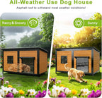 59" Dog House, Extra Large Dog House with Weatherproof Roof for Outdoor Use, Easy to Install and Clean, Anti-Chewing Metal Frame Design for Small Medium Large Dogs