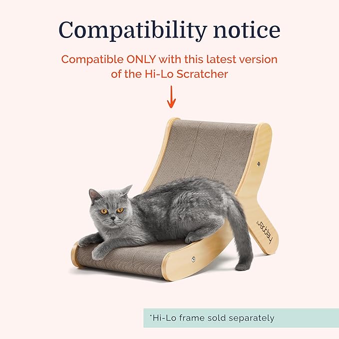 Hepper Hi-Lo Cardboard Replacement - Corrugated Cat Scratching Board Refills Includes 3 pcs of Scratching Pads for Indoor Cats with Curved Design - Easy Assembly into 1 Replacement Cat Scratching Pad