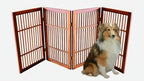 Urnporium Pet Dog Gate Freestanding, Strong Durable Folding Wooden Fence, Portable Acacia Hardwood Safety Barrier for Indoor & Outdoor Use (Brown Pet Gate, 4 Panel 30" Tall)