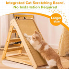Large Sisal Cat Scratcher - Pre-Assembled Cat Scratching Post for Indoor Cats Adults & Kittens, Solid Wood Scratch Pad with Space-Saving Design