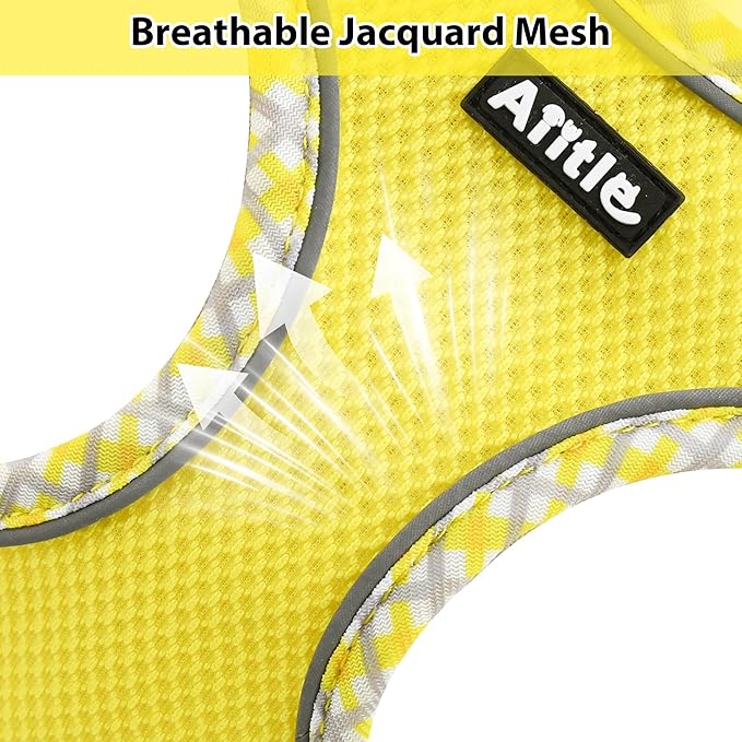 AIITLE Tiny Dog Harness - Lightweight Mesh Step-in Vest for Puppy, Reflective & Escape-Proof Design with High-Stick Magic Tape - Indoor/Outdoor Use for Chihuahua, Maltese, Shih Tzu(Yellow, XXXS)