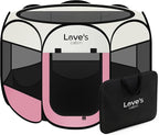 Love's cabin Pet Puppy Dog Playpen, Small Dog Tent Crates Cage Indoor/Outdoor, Portable Playpen for Cat, Foldable Pop Up Dog Kennel Playpen with Carring Case, Removable Zipper Top, Light Pink