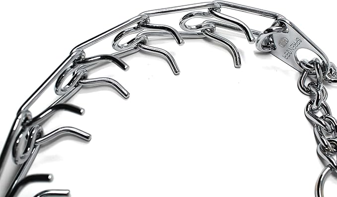 Herm Sprenger Prong Dog Training Collar, 22in x 3.0mm (Neck Size up to 18in) Medium, Ultra-Plus Chrome Plated Steel Pet Pinch Anti Pull Collar for Dogs Made in Germany