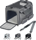 Cat, Dog Carrier for Pets up to 15 lbs, Soft-Sided Collapsible Pet Carrier with Upgraded Sturdy Base, Privacy Curtain and 2 Storage Bags, Cat Bag for Medium Cats and Small Dogs