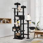 79inch Giant Cat Tree for Heavy Duty Big Cats, Multi-Level Luxury Cat Tower with Scratching Post, Cat Condo with Hammocks & Plush Perches for Indoor Cats Large Adult, Black