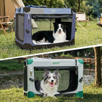 Gardner Pet Soft Collapsible Dog Crate - 26 Inch Portable Travel Dog Crate for Puppy/Small Dogs Indoor & Outdoor, 3-Door Pet Crate with Durable Mesh Windows & Storage Bag, Grey