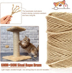 Sisal Rope 1/4 Inch, 295FT/90M Sisal Rope for Cat Scratcher, Ideal for Replace Scratching Post, Repair Cat Tree, DIY Projects