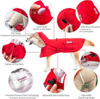Dog Raincoat,Waterproof Rain Poncho with Hoodie, High Reflective Adjustable Pet Rain Jacket with Leash Hole for Small Medium and Large Dogs (Red, X-Large)