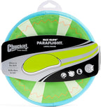 Chuckit! Max Glow Paraflight Flying Disc Dog Toy - Water Floating Flyer - Durable Nylon Construction with Soft Rubber Edges - For Medium and Large Dogs - Size Large - 9.75" L x 9.75" W - Pack of 1