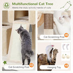 Globlazer Heavy Duty Cat Tree 78 inch Sturdy Cat Tower for 20lbs Large Adult Cats, Symmetrical Aesthetic Big Cat Tree with Extra Large Platform, 2 Scratching Boards, Z78, Beige
