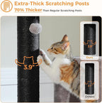 PETEPELA 58" Large Cat Tree for Big Adult Cats up to 30 lbs, Heavy Duty Cat Tower w/Extra-Thick Scratching Posts [φ3.9”], XL Hammock & Spacious Condo, Study Cat Furniture for Maine Coons, Black
