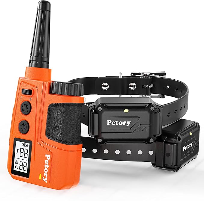 Petory Dog Training Collar with 2 Collars - 4000FT Training Collar with Remote, IPX7 Waterproof Electric Dog Collar with 4 Training Modes,Rechargeable e Collar for 15-120lbs Medium Large Dogs