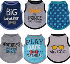 Sadnyy 6 Pack Winter Dog Shirt Boy Pet Clothes Doggy Tee Tank Top Kitten Shirts with Letters for Small Medium Dogs Cats Soft Cozy Chihuahua Vest Apparel for Dog Cat Puppy (Medium)