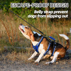PUPTECK Escape Proof Dog Harness with Padded Handle, No Pull Pet Vest Harness Durable Reflective for Medium Large Dogs Walking Training and Running, Navy Blue, L