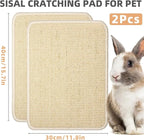 2 Pieces Rabbit Scratcher Mat, Natural Sisal Cat Bunny Rabbit Scratching Pad, Rabbit Animal Scratch Pad Rug for Indoor Horizontal Cat Floor Scratching Mats Rug, Furniture Protector (Beige)