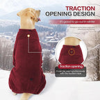 Dog Winter Coat, Warm Fleece Jacket, Windproof Pullover Jumpsuit, Full Body Dog Pajamas Onesie, Cold Weather Clothes for Medium Large Dog(Large,Red)