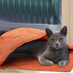 2 Pcs Cat Sleeping Bag, Linen Fabric Nest Cat Bed Cave Leaf Cuddle Covered Pet Hide Cozy Hood Burrowing Zone Soft Durable Washable with Nonslip Bottom for Indoor Puppy and Kitten(Orange)