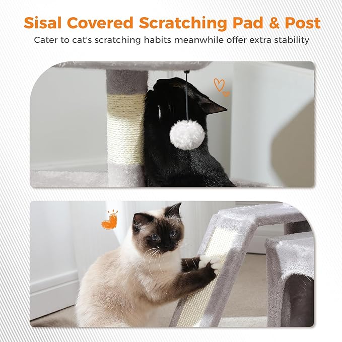 PEQULTI Small Cat Tree Tower for Large Adult Cats and PEQULTI Cat Tree Tower for Indoor Cats