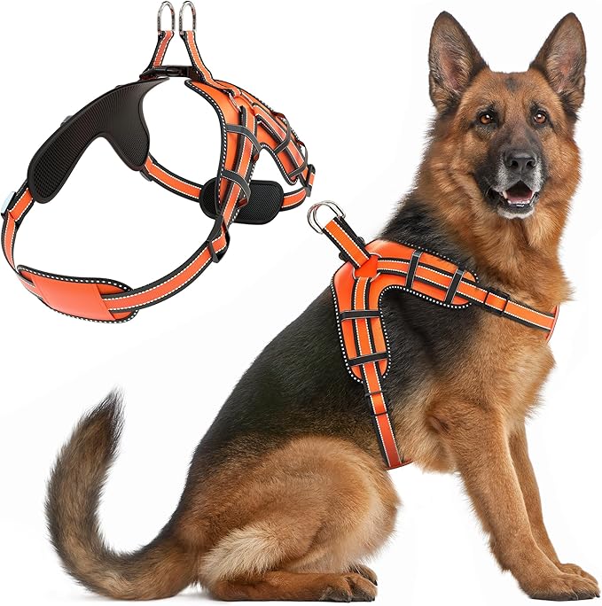 Dog Harness for XLarge Dogs Back D-Ring Control No Choking Pressure-Free Chest Design Comfortable Padded Adjustable Reflective Vest Harness for Daily Walks Training Easy Control Outdoor Use Secure Fit