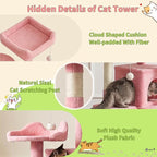 Pawly 52.5" Large Cat Tree with 2 Condos & Sisal Ramp, Premium CARB P2-Compliant Particle Board, 350G Plush Sturdy Cat Tower for Large Breeds, Senior Cats & Multi-Cat Household, Pink