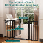 Cumbor 2 Pack 30-54" Baby Gate for Stairs, Dual Lock & Self-Closing Dog Gate for Doorways, Easy Install Pressure Mounted Pet Gates Indoor, Easy Walk Thru Wide Safety Proofing for Babies & Pets, Black