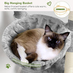 Globlazer 45" Cat Tree for 2-3 Medium Cats, Multi-Level Cat Tower with Scratching Board for Kittens and Senior Cats, Condo & Hammock Space Saving Cat Tower, F45, Light Gray
