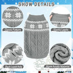 Warm Winter Dog Sweater - Cold Weather Pet Clothes for Small Medium Large Dogs Indoor Outdoor, Soft Classic Knit Puppy Apparel, Grey, L