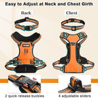WINSEE Dog Harness No Pull, Pet Harnesses with Dog Collar, Adjustable Reflective Oxford Outdoor Vest, Front/Back Leash Clips for Small, Medium, Large, Extra Large Dogs, Easy Control Handle for Walking