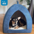 Best Pet Supplies Cat Bed for Indoor Cat, Domed Tent House with Removable Pillow, Covered Cat Cave for Small Dog, Puppies and All Breeds of Cats - Navy, 16 x 16 x H:14"