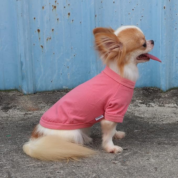 LOPHIPETS 100% Cotton Dog Tee Shirt for Small Dogs Chihuahua Puppy Clothes-Pink/XL