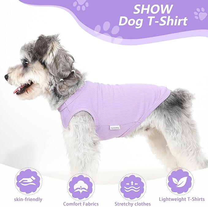 2 Pack Dog Clothes for Small Dogs Summer Dog Shirt Vest Girl Boy Lightweight Puppy T-Shirts Blank Soft and Cool Pet Clothing Sleeveless Medium Large Dog Outfit (Purple+L-Pink, Large)