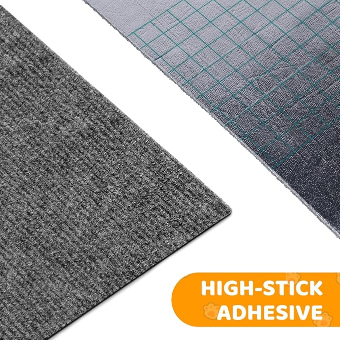 Cat Scratching Mat Self-Adhesive, 78.7'' x 15.8'', Trimmable Cat Scratch Pads Furniture Protector, DIY Climbing Cats Scratching Carpet for Couch, Door Frame or Wall Corner Protector (Dark Gray)