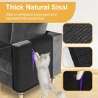 Cat Scratch Couch Protector,Cat Scratch Sofa Armrest Cover with Sisal Mat and Toy for Cats,Sofa Scratcher Furniture Protector 23.6’’L*19.7’’W (Black/Left Hand)