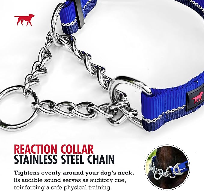 Tuff Pupper Martingale Collar for Dogs | Gentle Nylon & Steel Chain Limited Cinch Design is Perfect for Training | Dual Leash Attachment Points | Durable Quick Release Buckle | Sizing for All Breeds