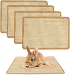 PODOO Bunny Scratch Pads, Sisal Rabbit Scratching Pad, Natural Rabbit Resting Mats for Cages, Forage Grass Mat Indoor Essentials Accessories for Guinea Pig Cat (4Pcs, 15.7x11.8 inches)