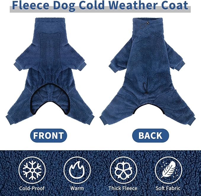 Dog Winter Coat Soft Pullover Pajamas, Warm Cold Weather Coats Fleece Dog Coat, Cozy Jacket Windproof Fullbody Dogs Jumpsuit Onesie Fleece Sweater Winter Clothes Apparel for Dogs