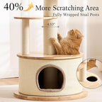 797Audio Modern Wood Cat Tree Tower, 64" Cat Tree with Sisal Scratching Posts, Condo, Capsule, Hammock for Indoor Cats, Solid Rubber Wooden Cat Tree, Multi-Level Tree for Large Adult Cat