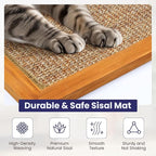 Large Sisal Cats Wall Scratcher, Floor or Wall Mounted Cat Scratching Mat, Durable cat Scratch Pads for Indoor Cats, Framed Sisal Scratch Pad Mat, Wall Cat Scratching Post for Furniture Protector