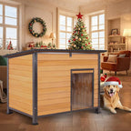 Dog House Outdoor Weatherproof, Sturdy Large Breed Doghouse Anti-Chewing Iron Frames Wood Houses, Dog Shelter for Indoor Puppies, Cats