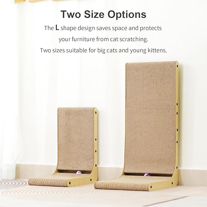 L Shaped Cat Scratcher for Indoor Cats, Cat Scratching, Cat Scratch Pad, 17 Inches Tall Scratching Post with Sturdy Base, Durable Cat Scratch Pad for Kittens & Adults, Furniture Protector