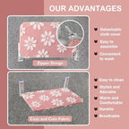 Cat Window Perch, Foldable Cat Window Hammock with Cute 3D Textured Flower Cover and Strong Suction Cups, Cordless Window Seat Bed for Indoor Cats (Pink, Large)